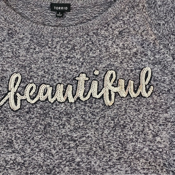 Vintage Torrid Sequin Beautiful Raglan Sleeves Crew Neckline Sweater Sz Plus 1 - Picture 4 of 7